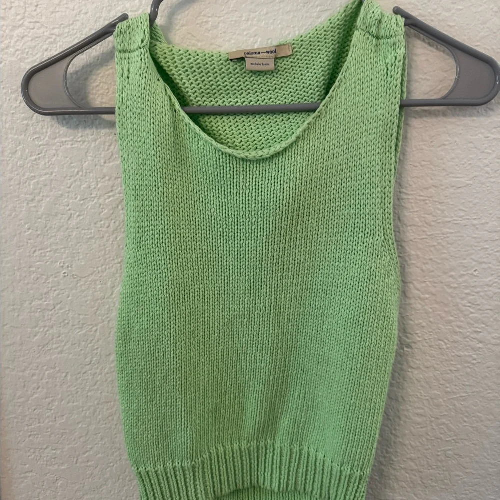Paloma Wool Mint Green Sleeveless Knit crop top - Picture 3 of 6